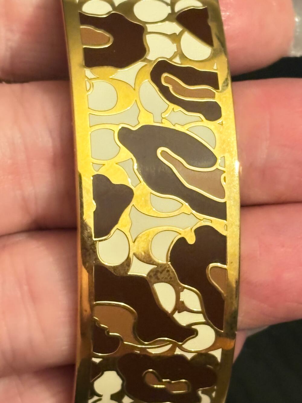 Vintage Coach Enamel Floral Bangle Bracelet 7.75”